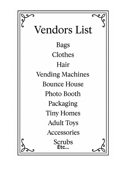 All exclusive vendor list